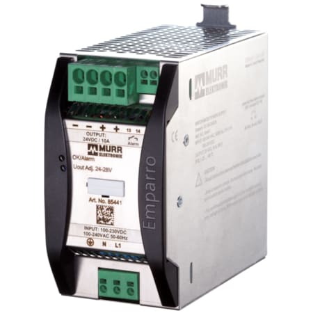 MURR ELEKTRONIK EMPARRO POWER SUPPLY 1-PHASE, IN: 100-240VAC OUT: 24-28VDC/10A, Power Boost 85441
